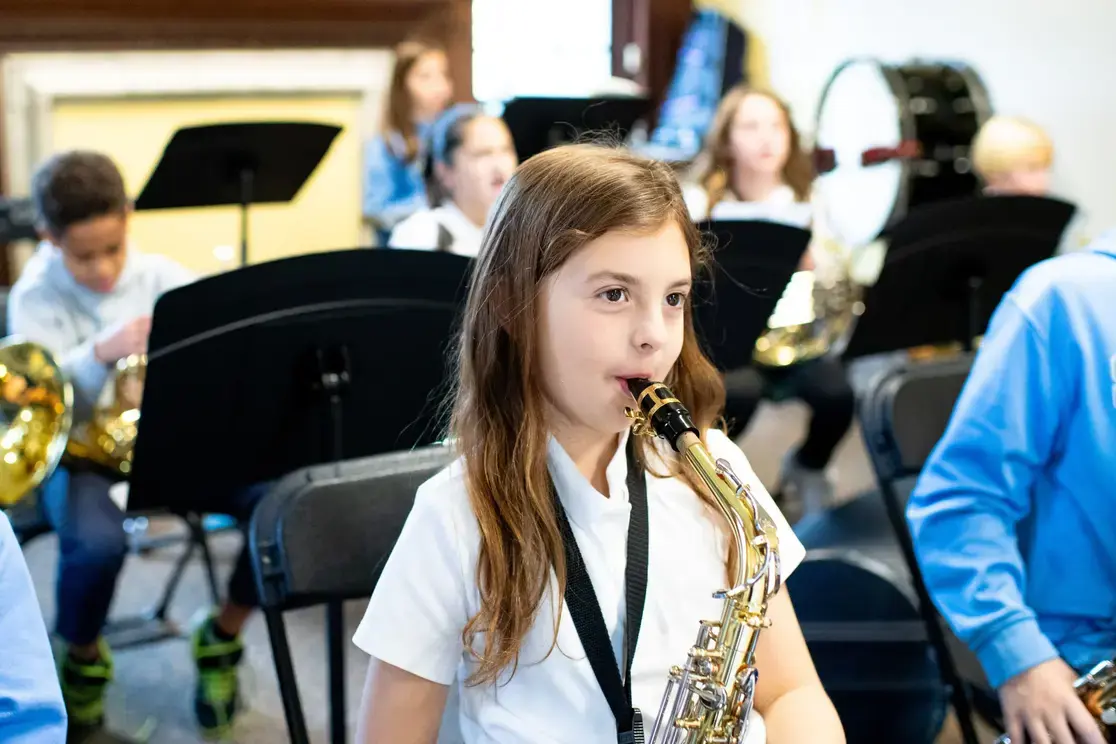 Students playing instruments