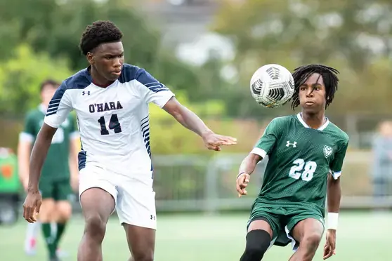 Student athletes playing soccer game