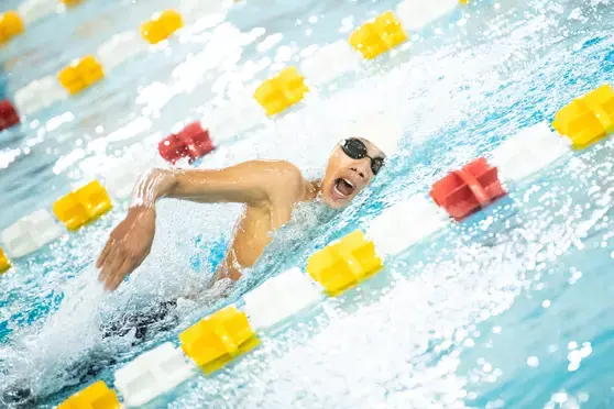 Student athlete in swimming competition