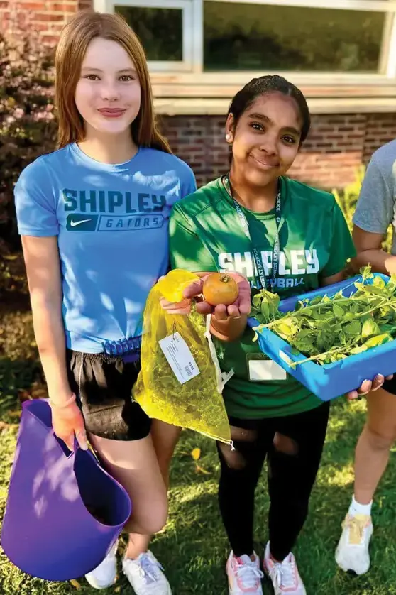 Students participating in gardening club