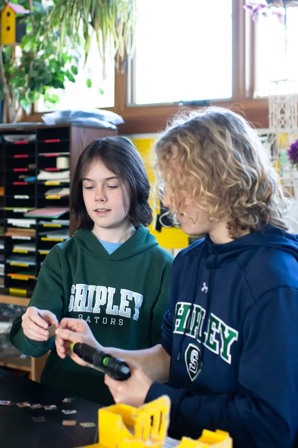 Students in class working on project together