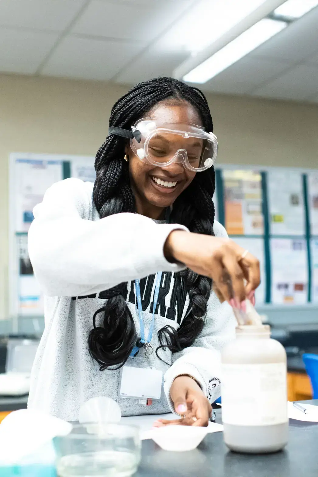 Student doing science experiment