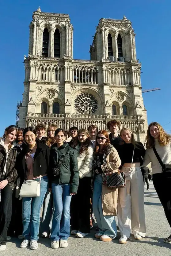 Students in front of Notre Dame Cathedral