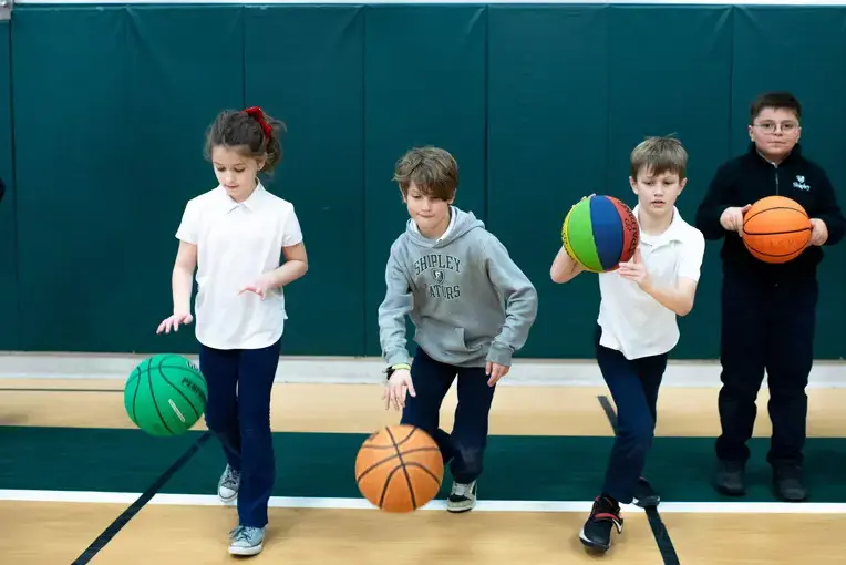 Lower school students in PE class