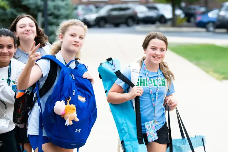 Middle school students in athletics class