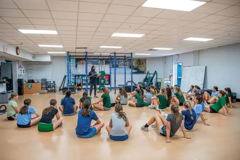 Students in physical fitness and pe class