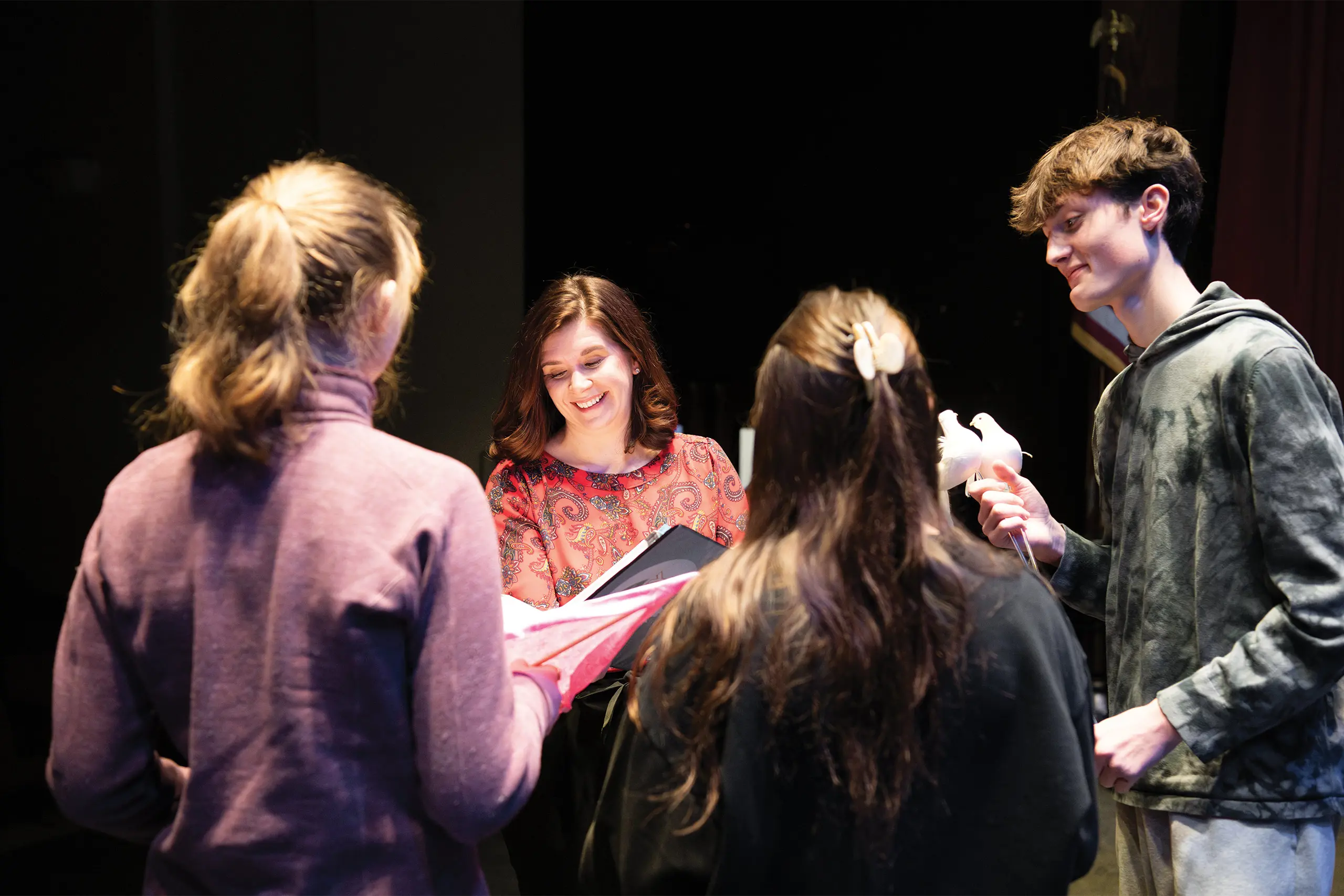 Students performing in play