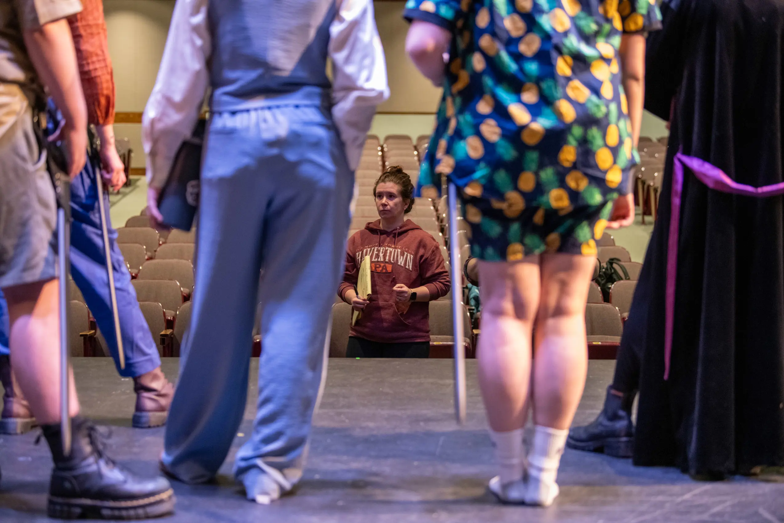 Students performing in play