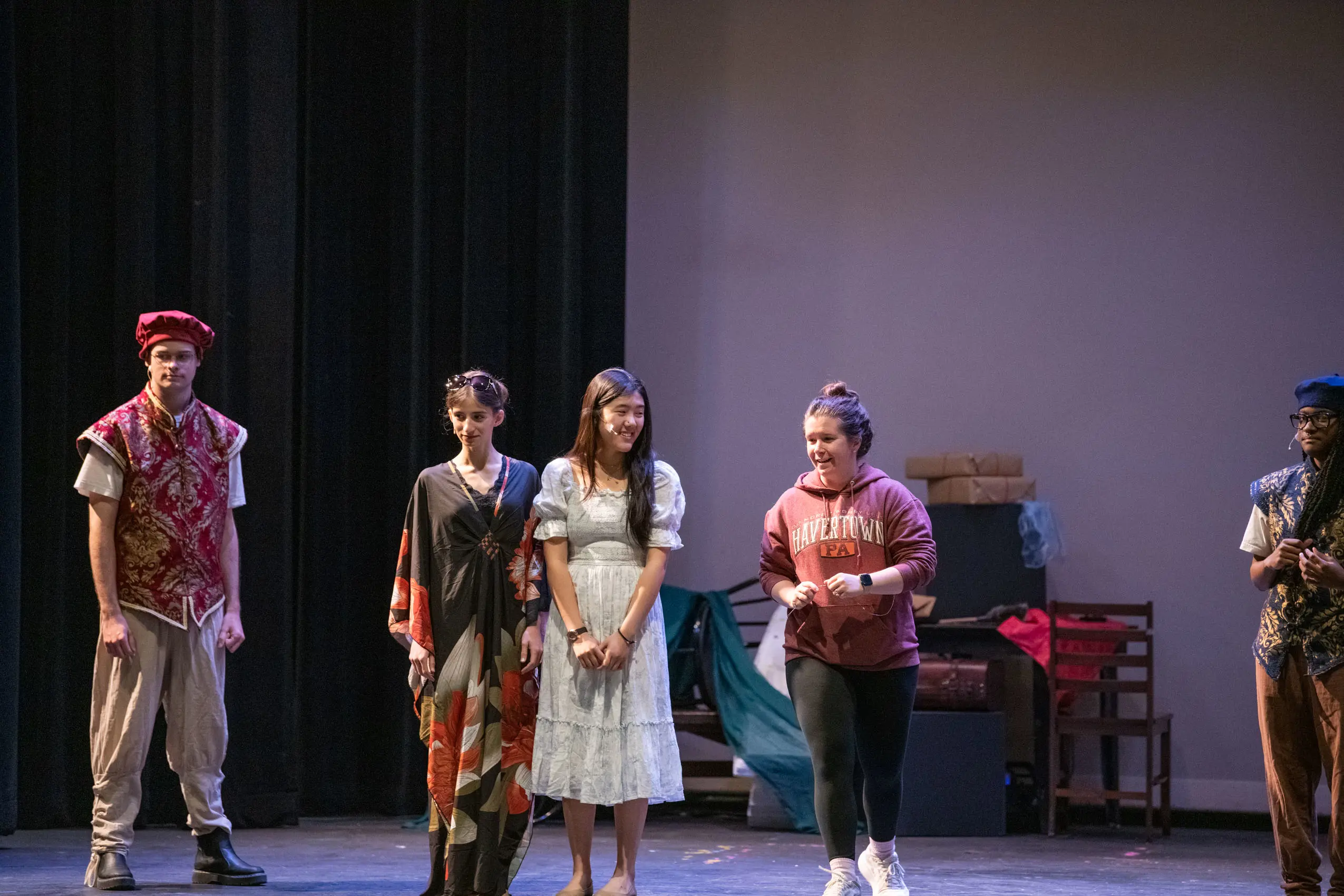 Students performing in play