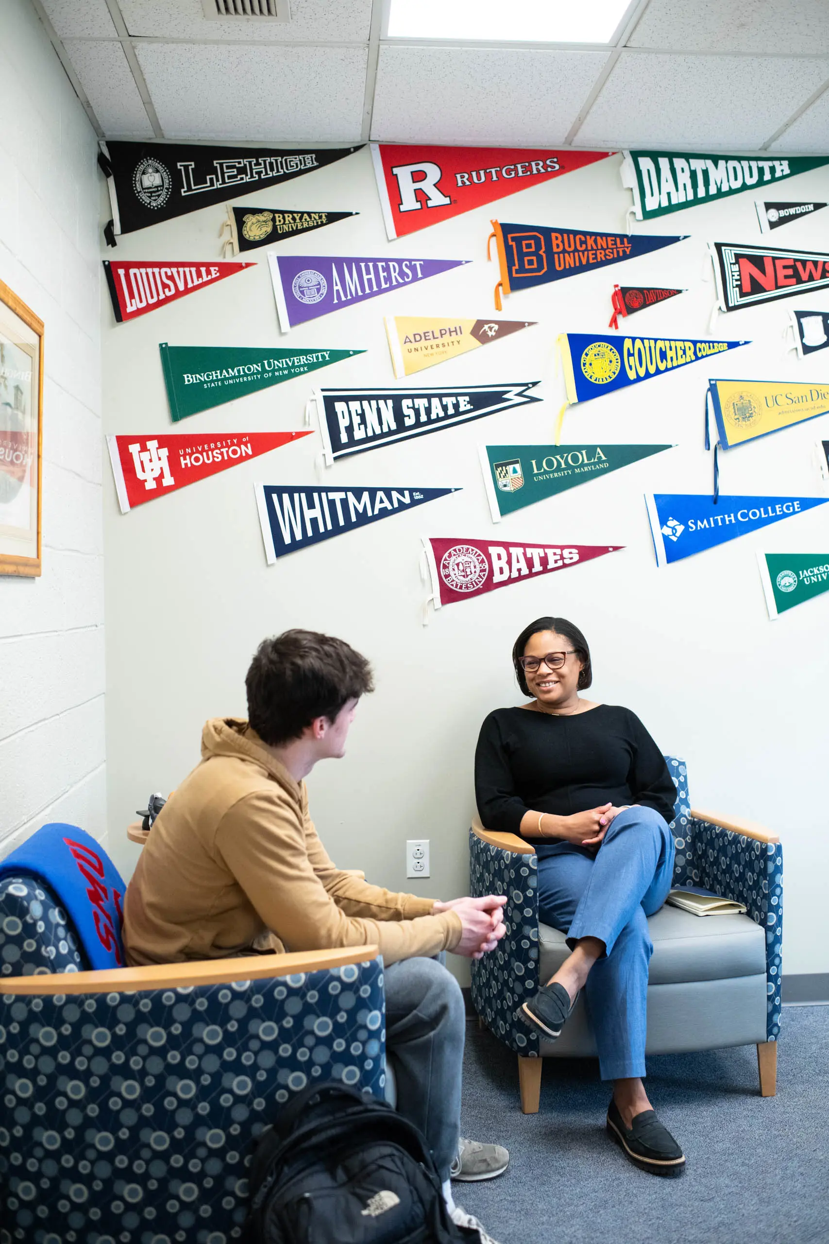 College counselor with student