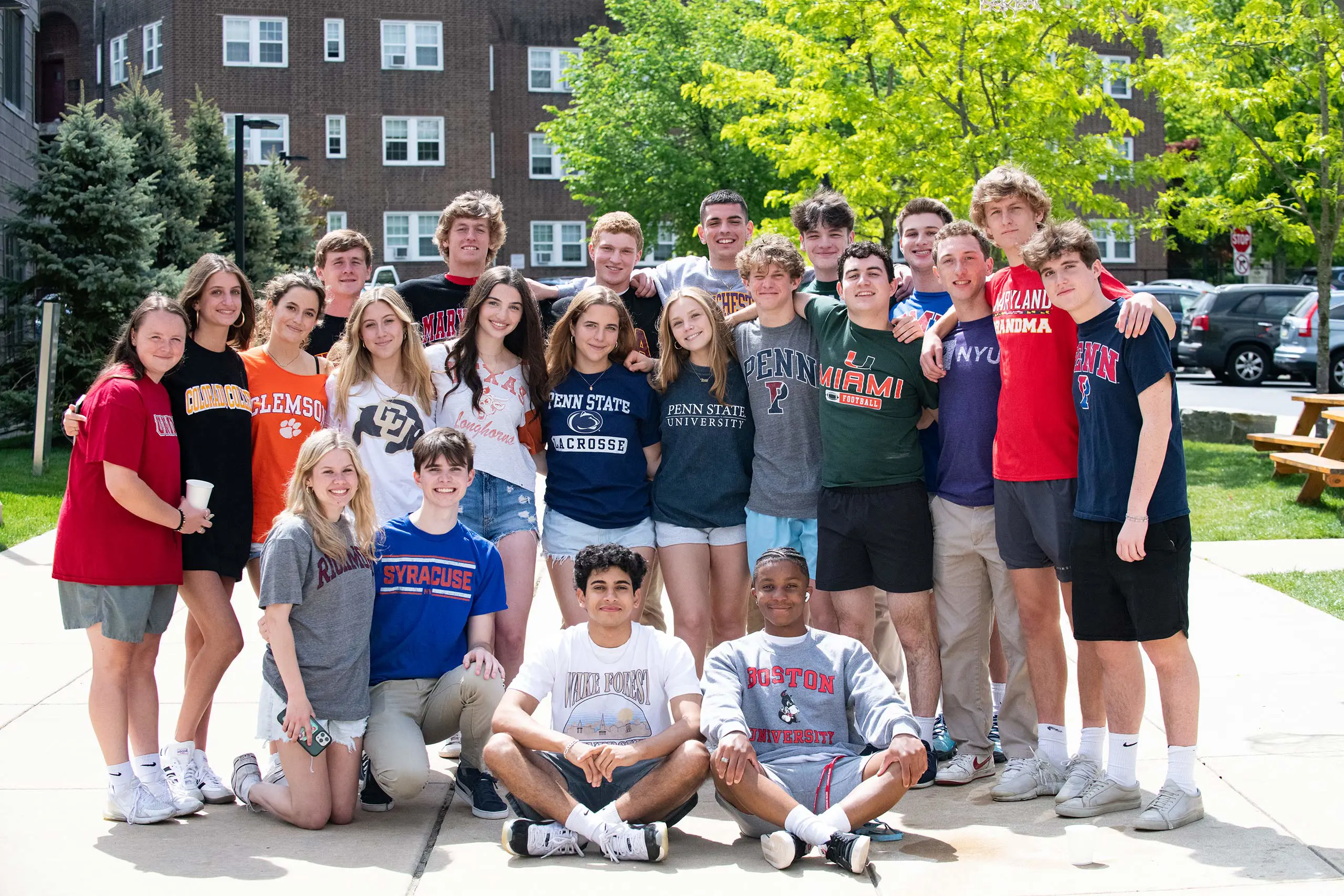 Students with college t-shirts