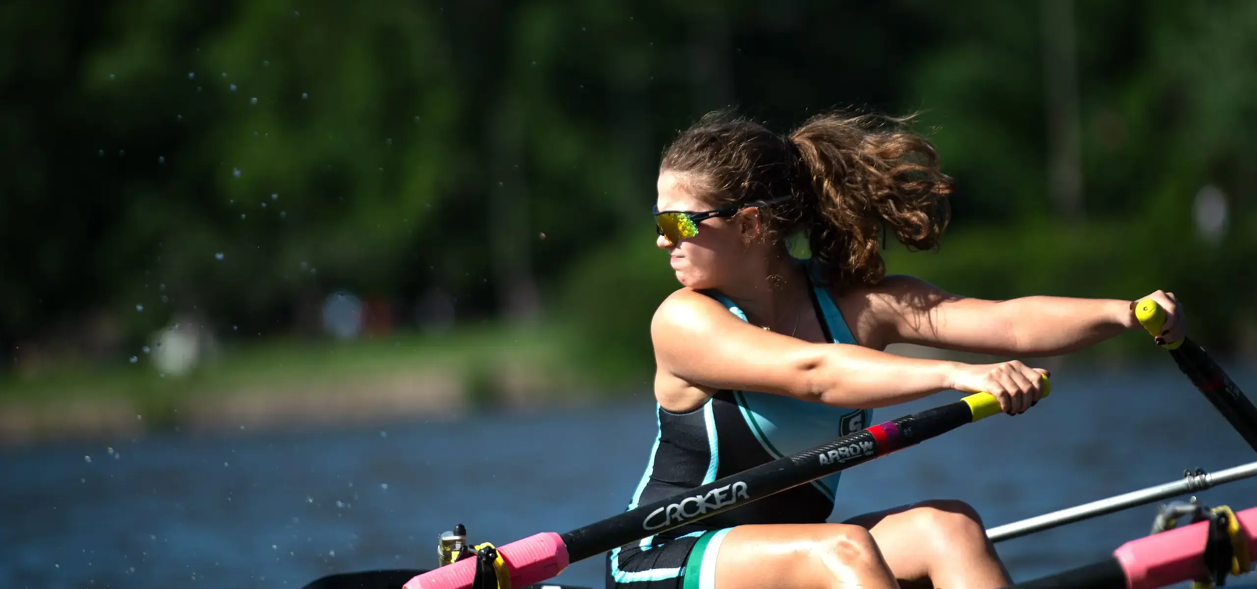 Student doing rowing