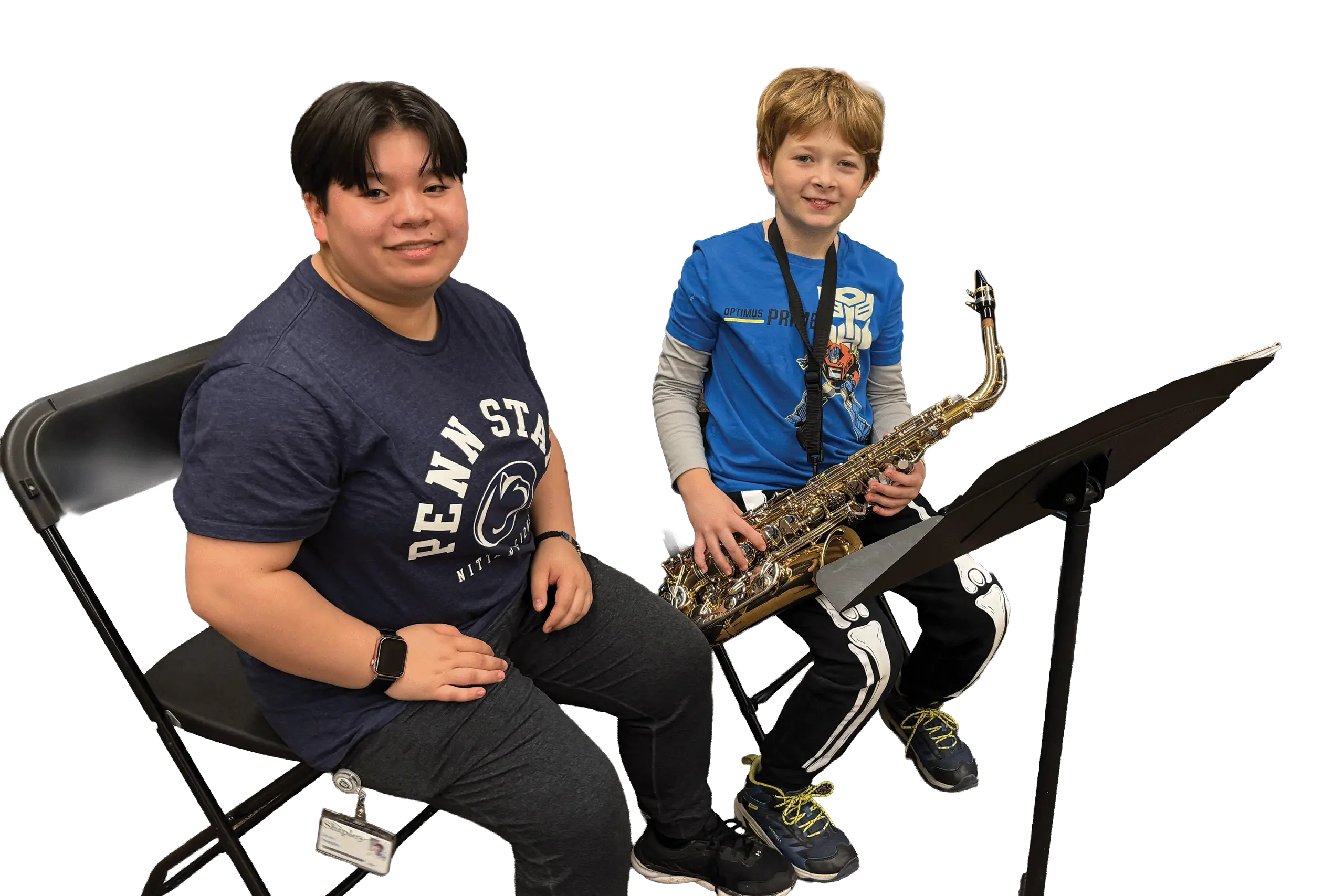 Students playing instruments