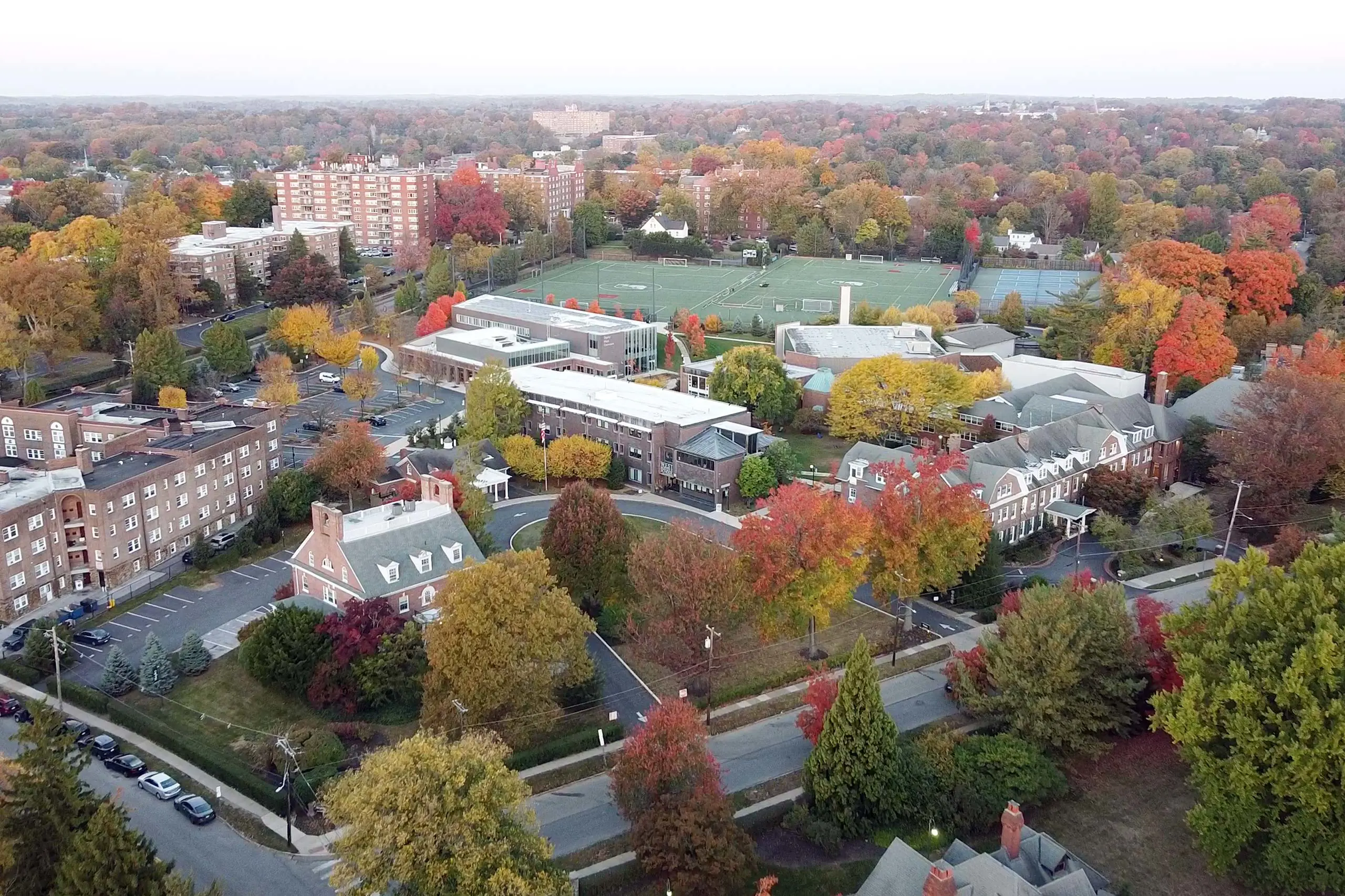 Drone shot of Shipley campus