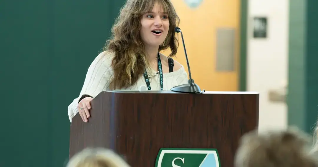 Jewish student giving speech