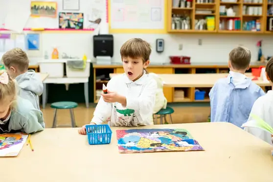 Students in art class
