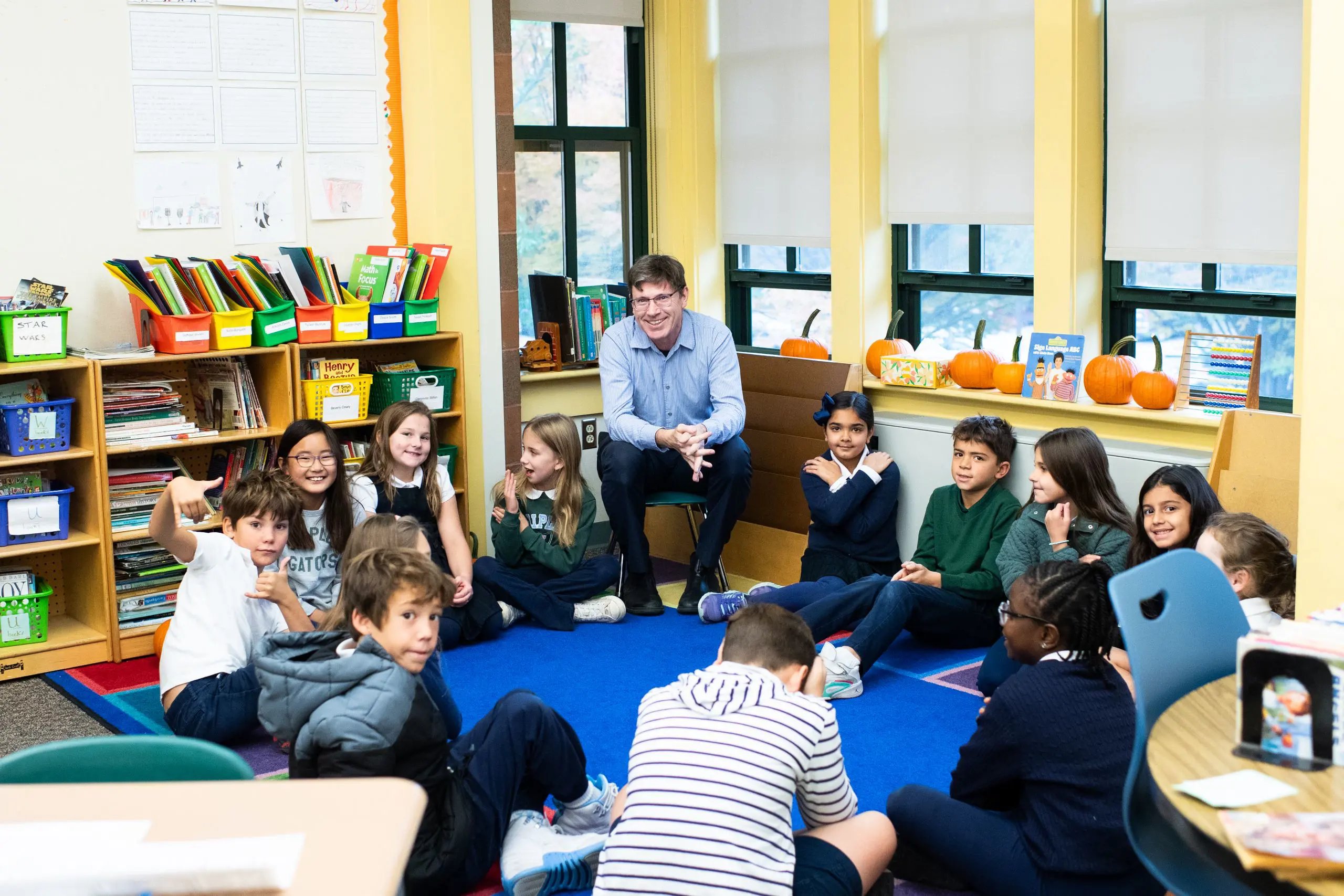 Teacher with students in class