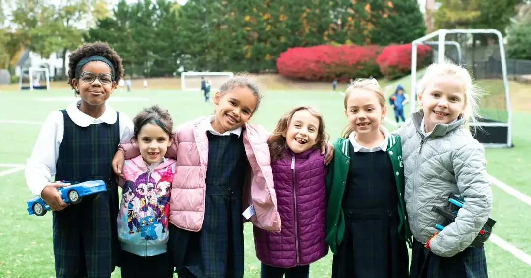 Lower school girls on soccer field