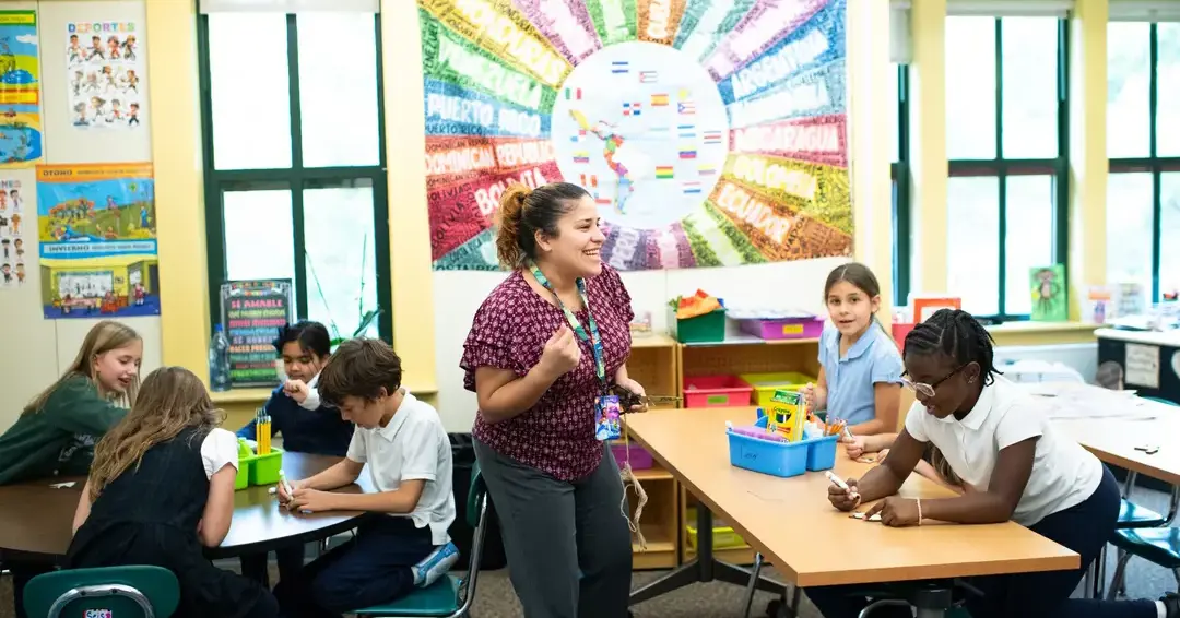 Lower school students in spanish class