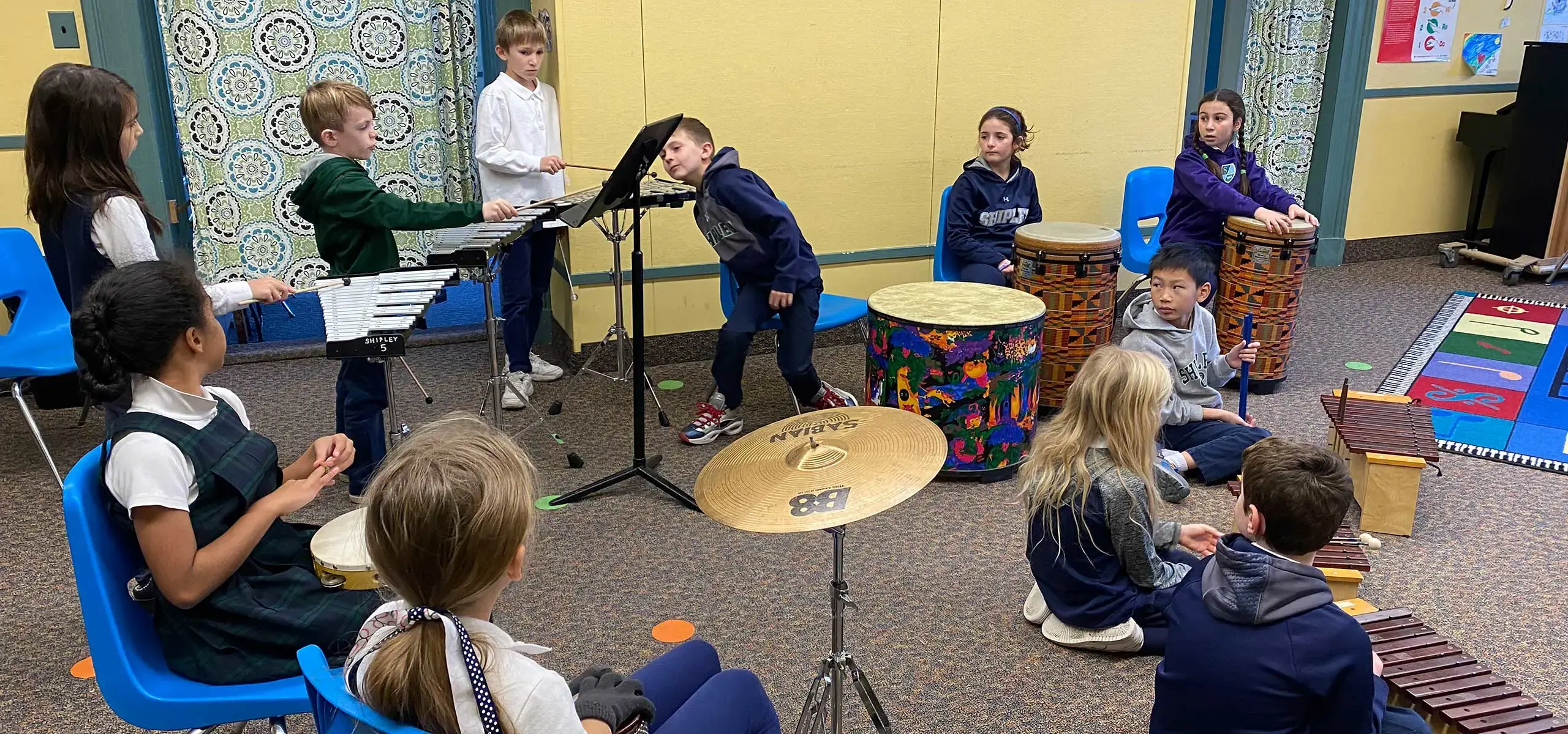 Students in music class