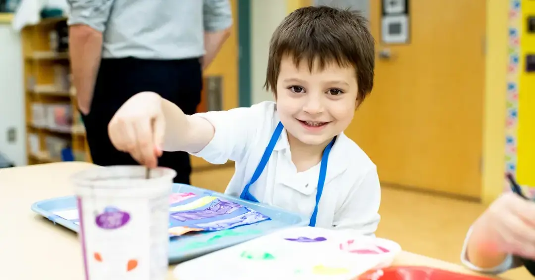 Lower school student in art class