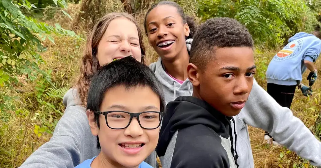 Students particiapting in service learning