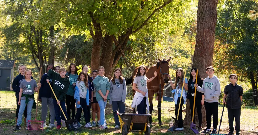 Students participating in service learning activities