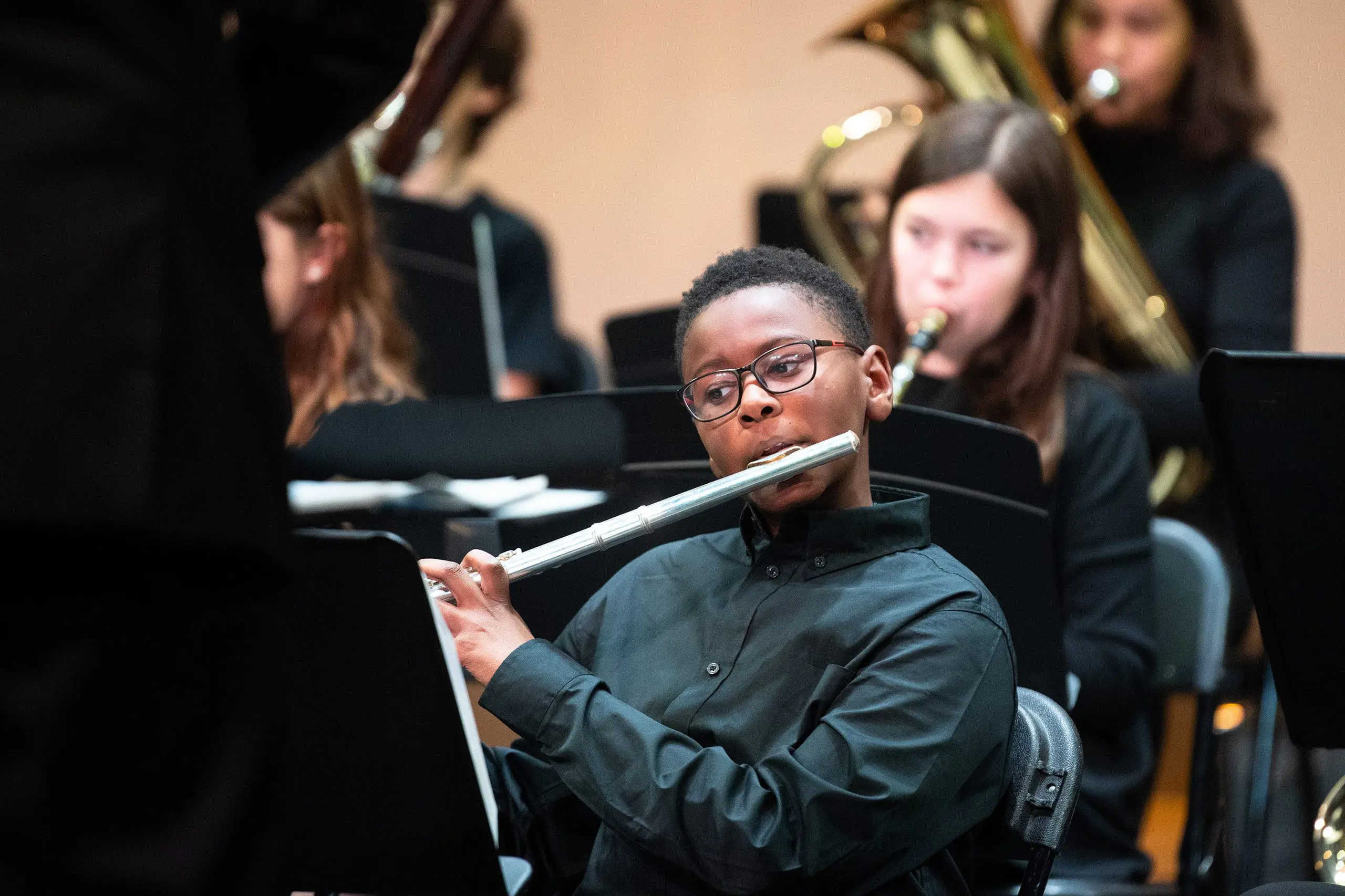 Student playing instrument