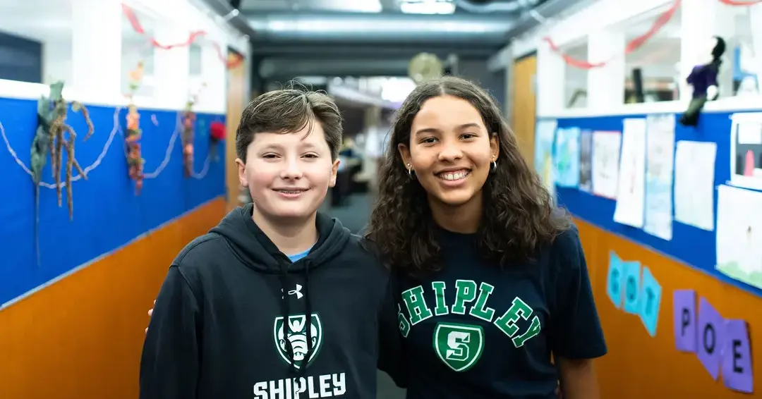 Middle school students smiling