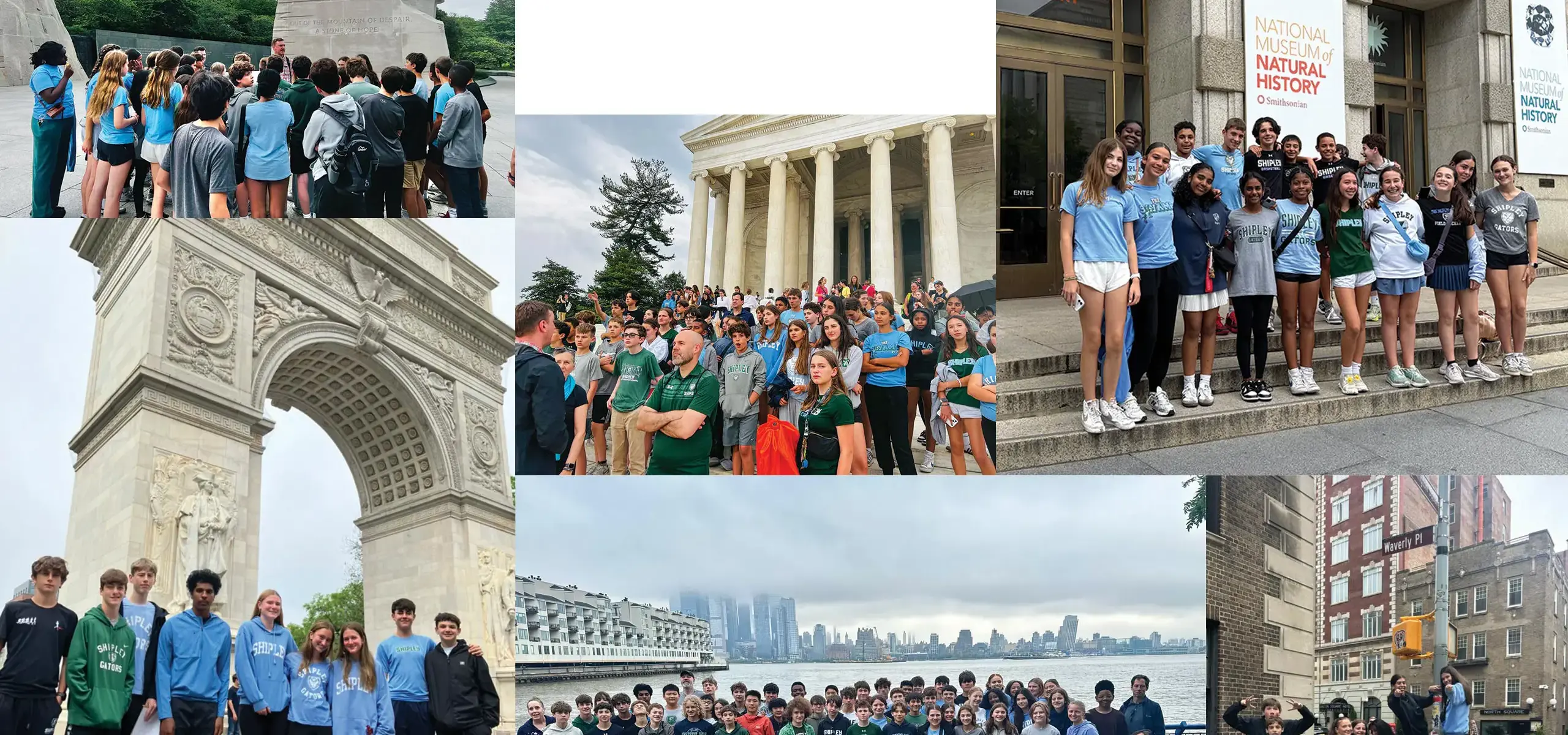 Collage of students on overnight trips