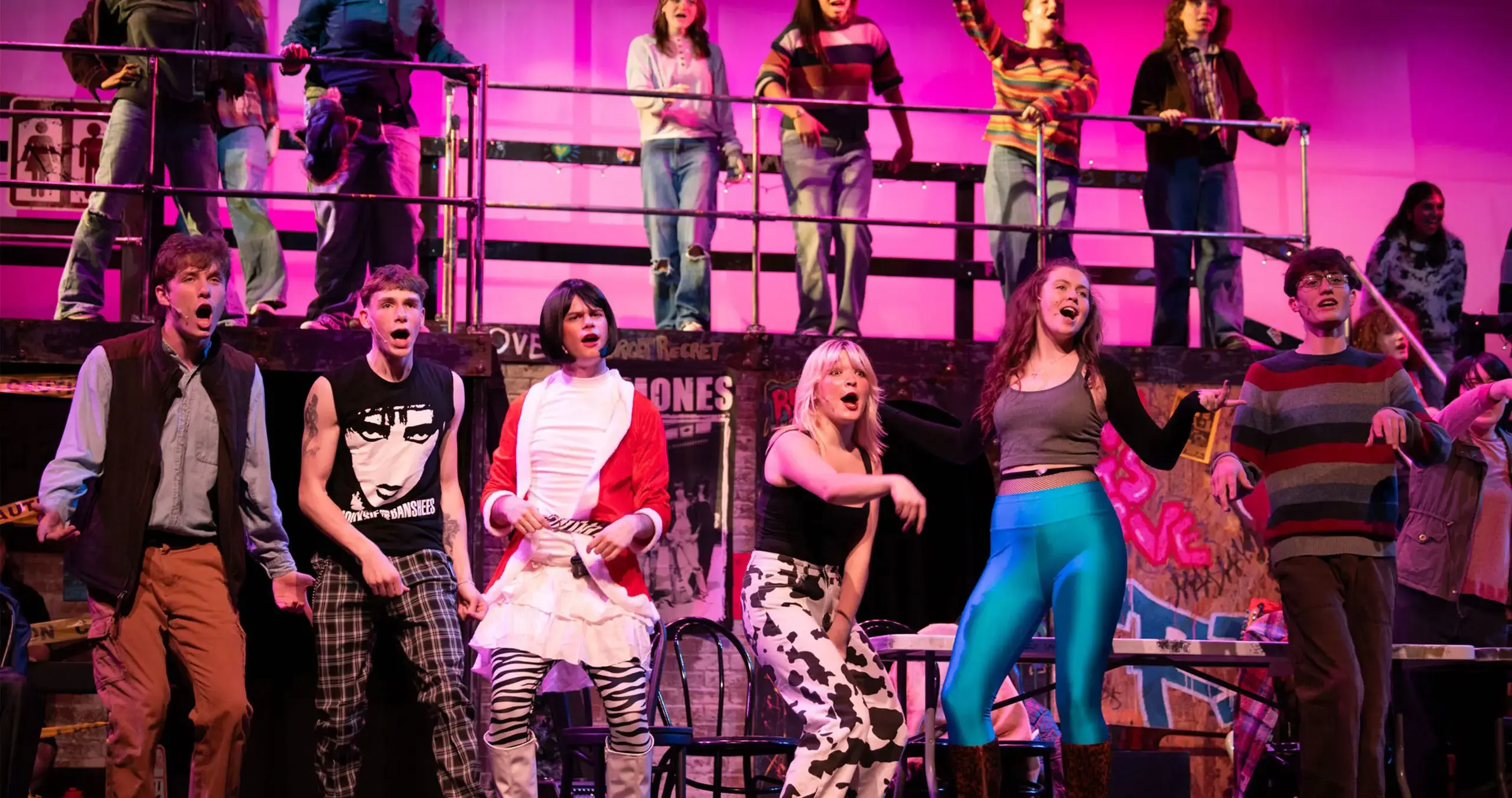 Students performing in play