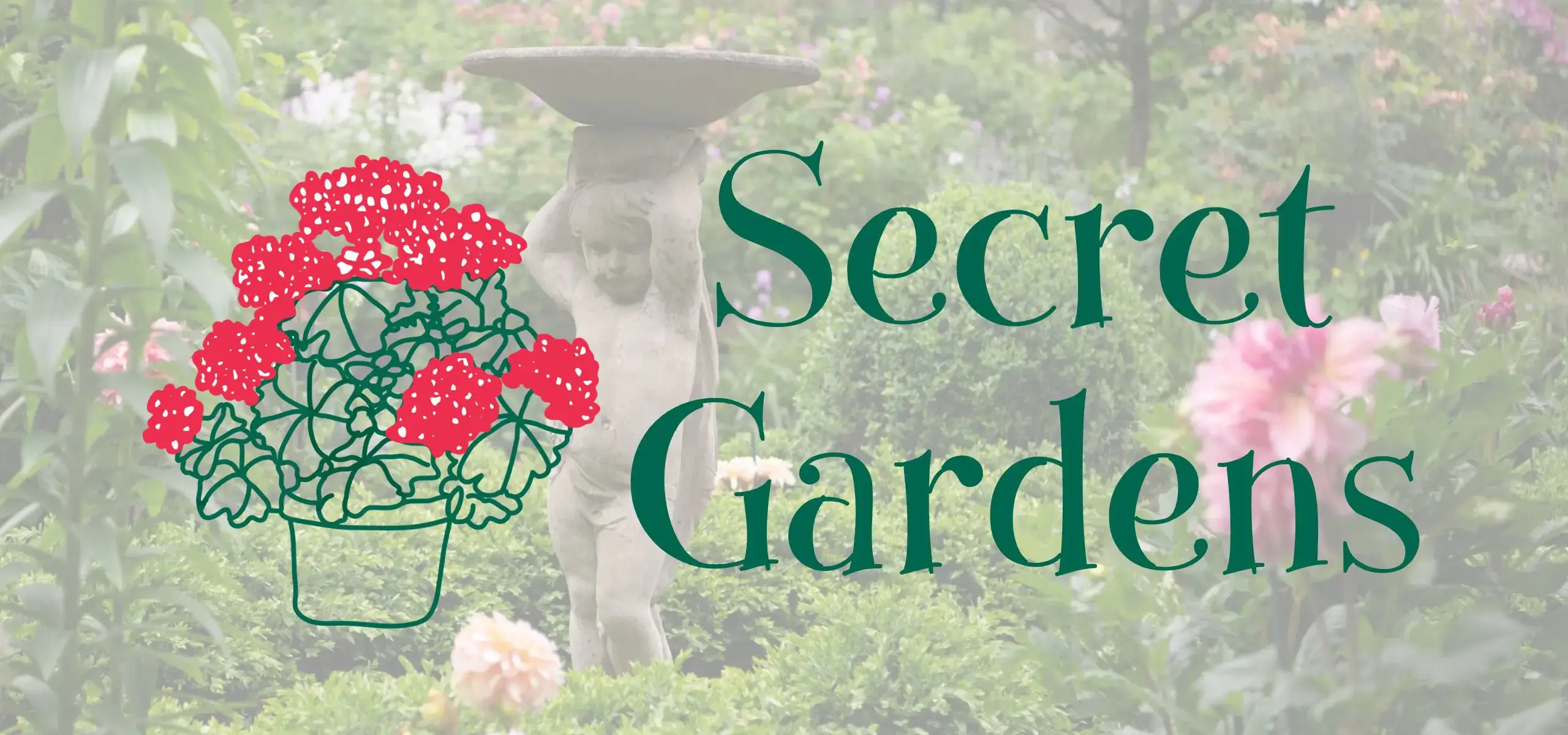 Secret garden logo with garden background