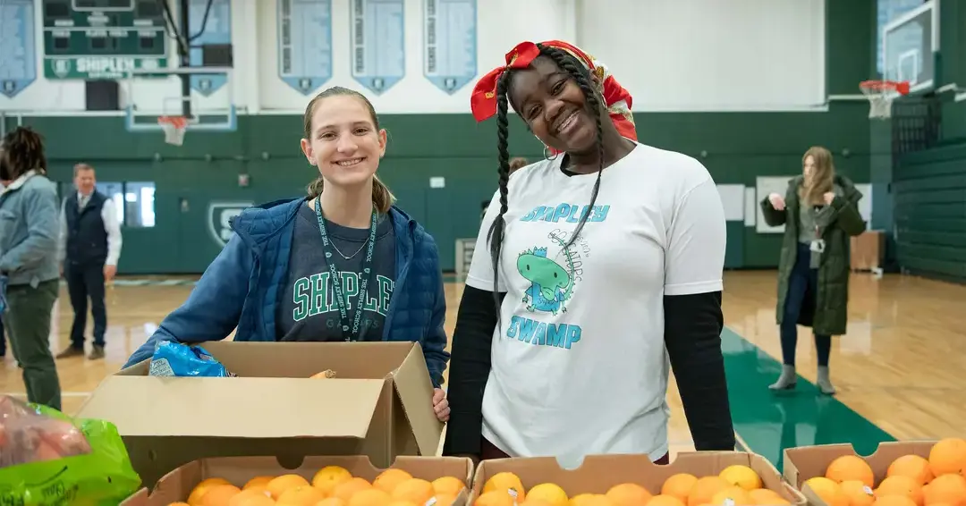 Students participating in service learning activities
