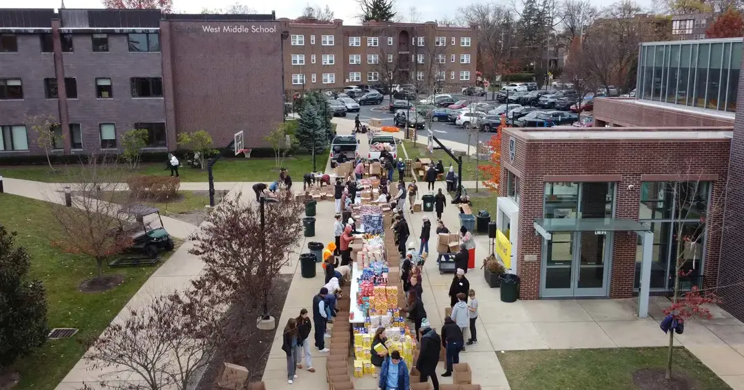 Students participating in service learning activities