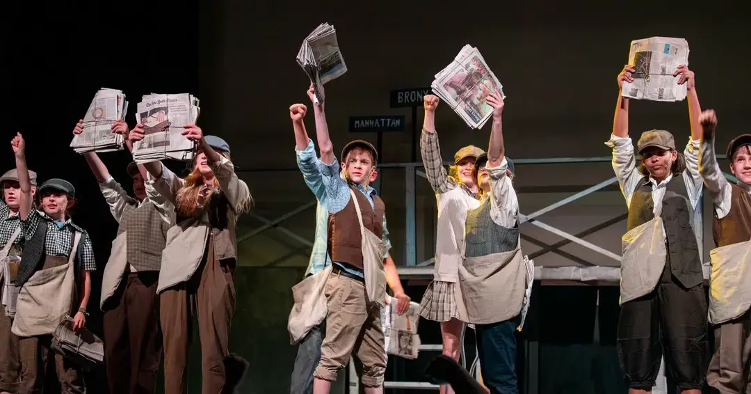 Students performing in play