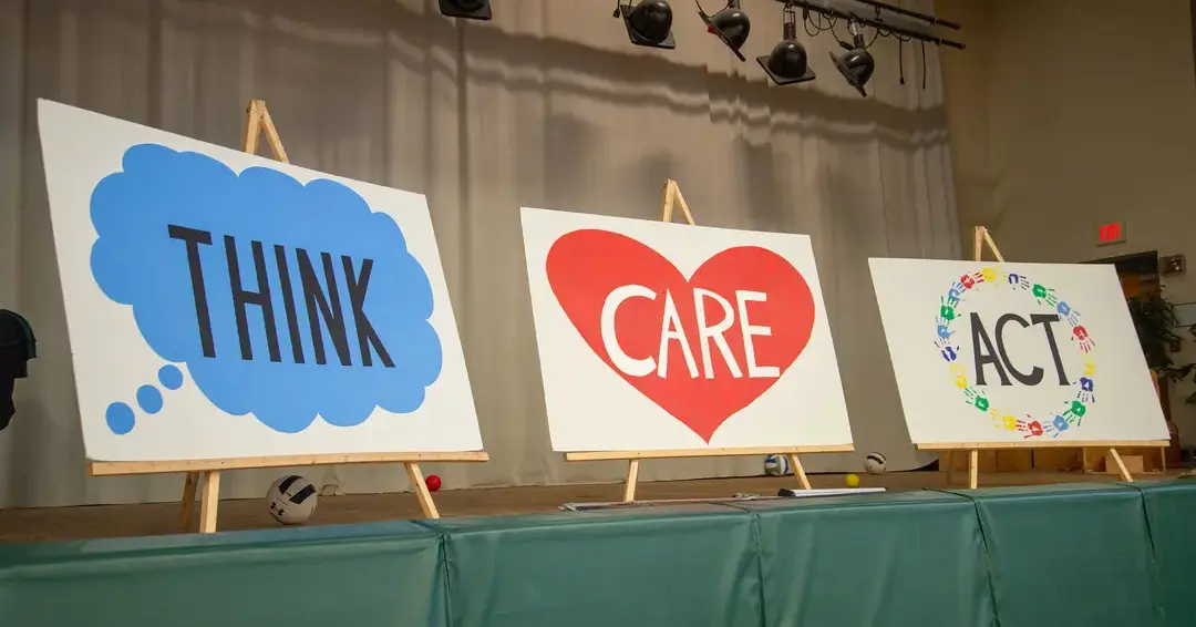 Paintings that say think, love, act