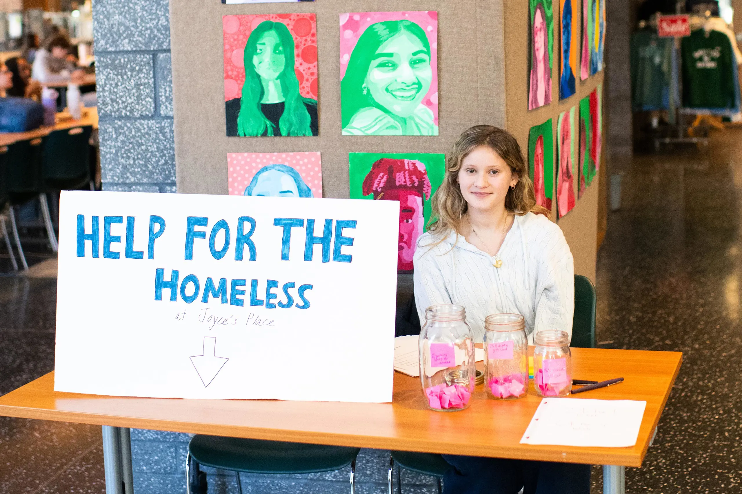 Student at charity event