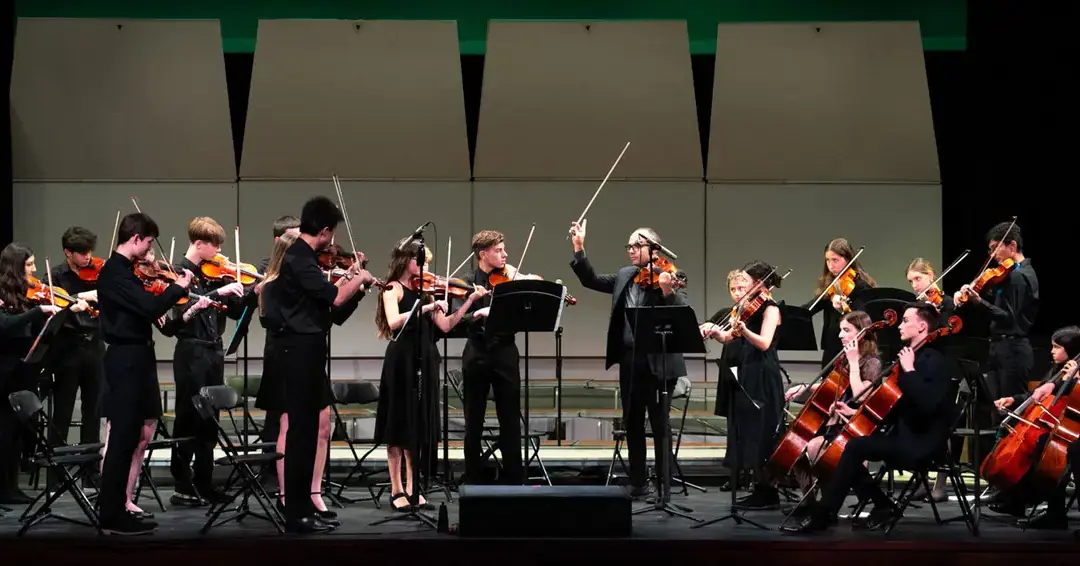 Students in orchestra