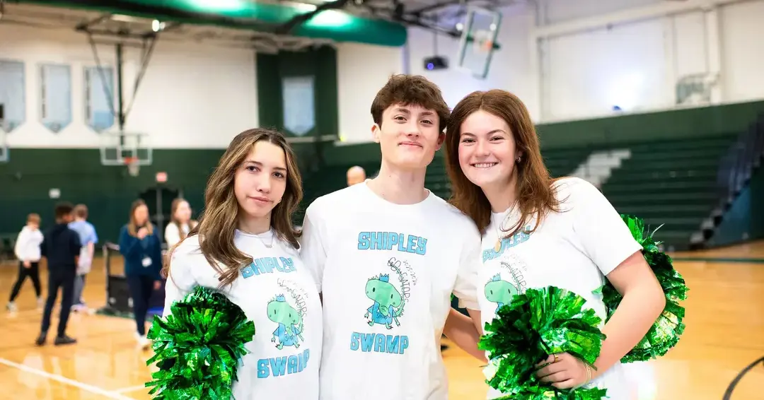 Cheerleaders in sports hall