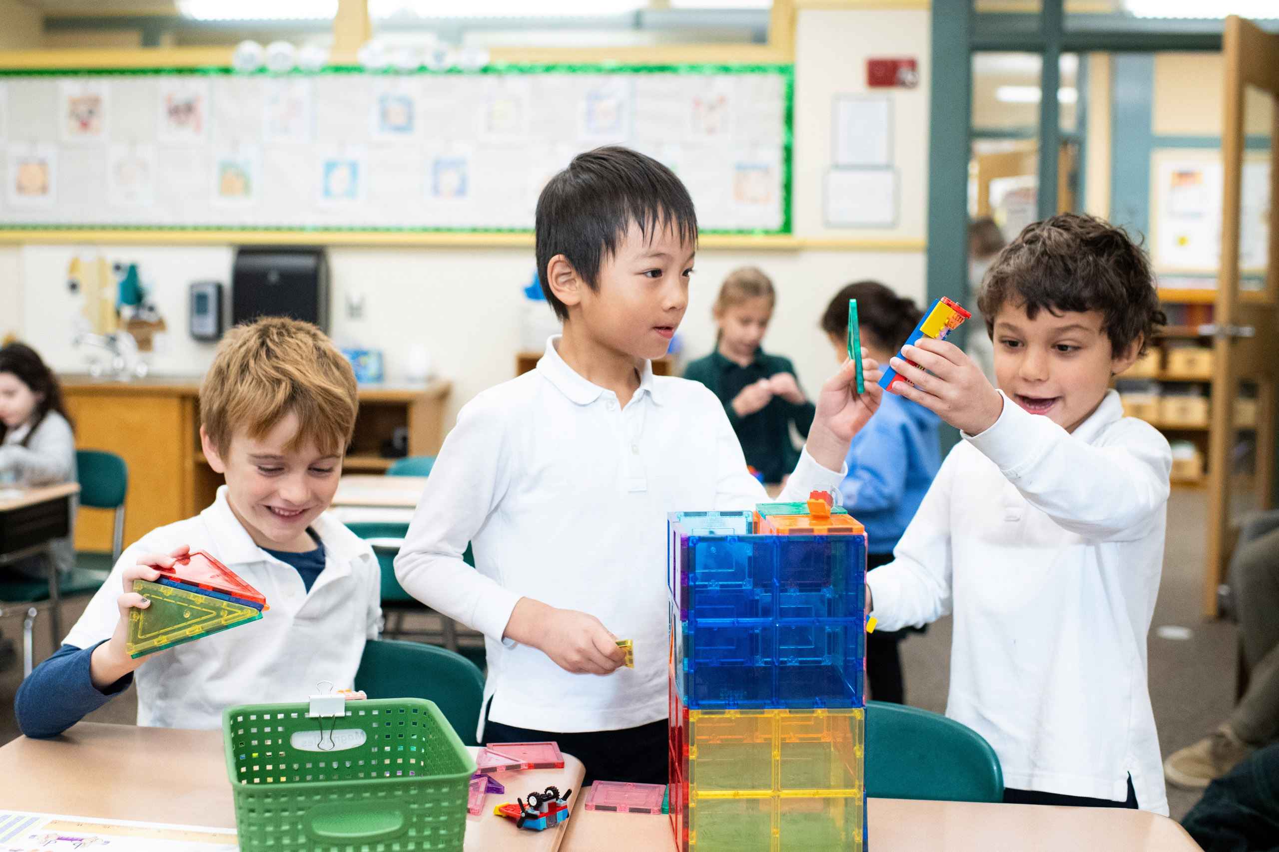 Student using Building blocks in class