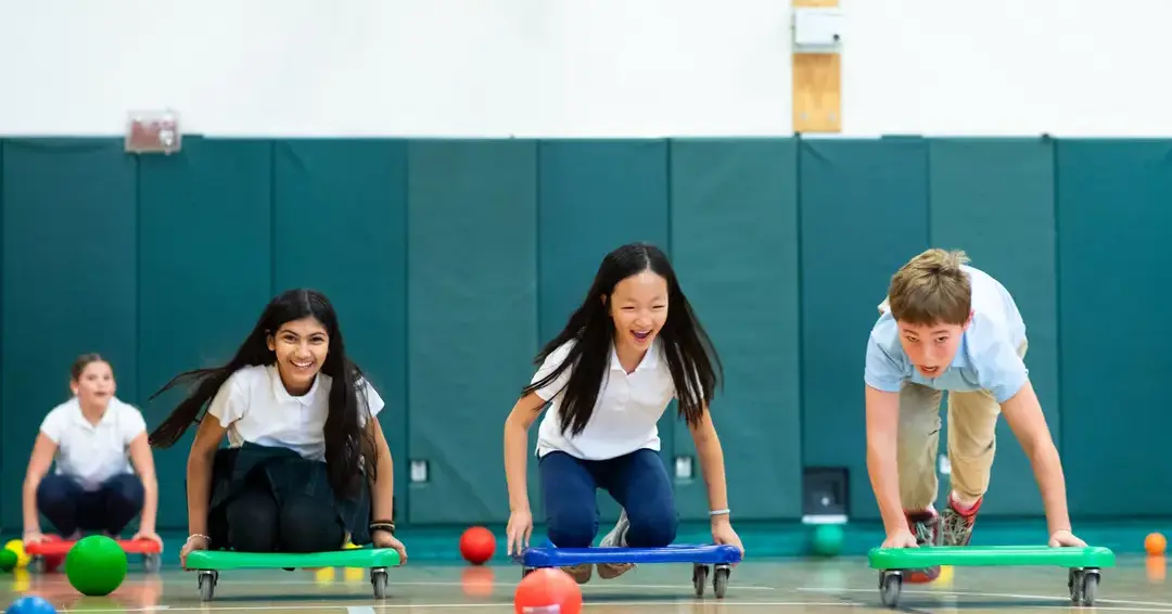 Students doing PE activities