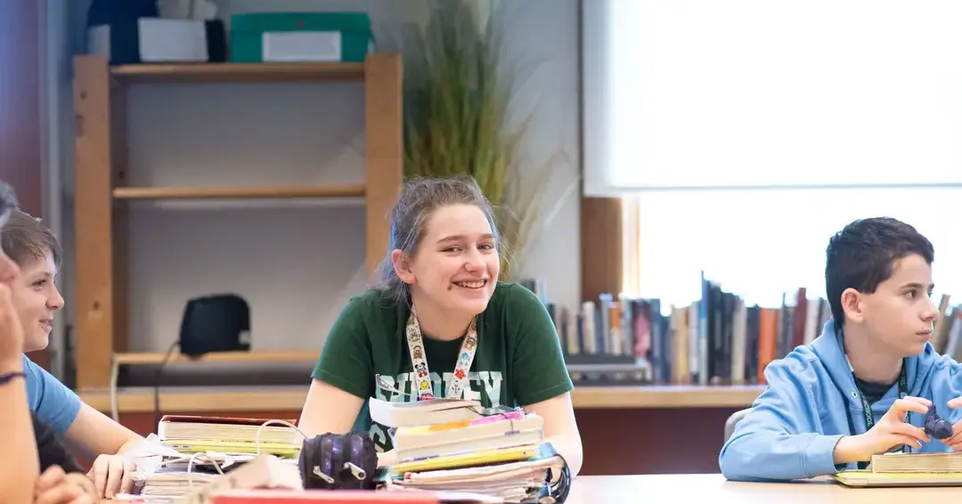 Student smiling in class