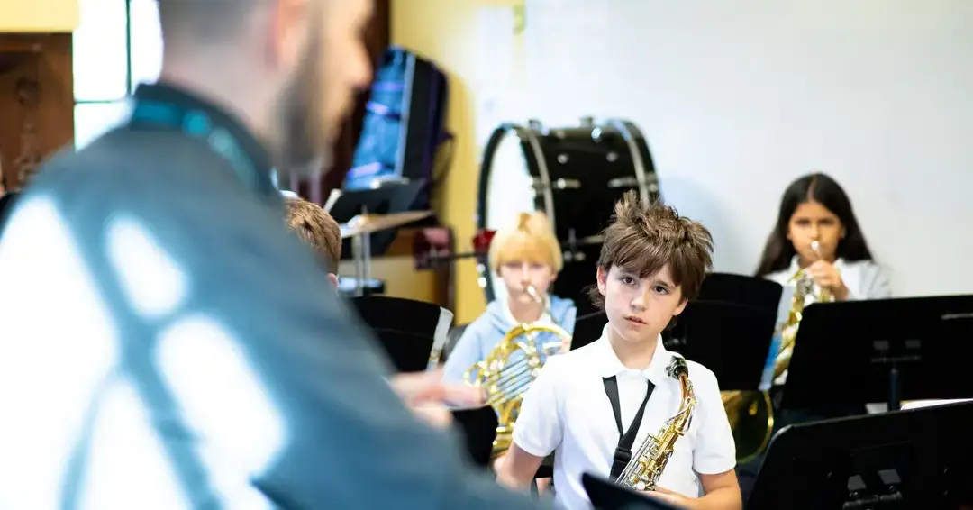 Students in music class