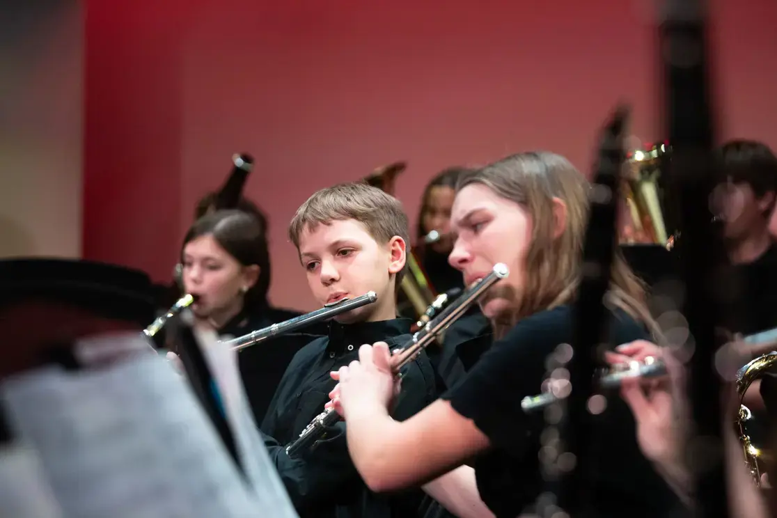 Students playing instruments