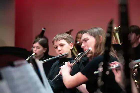 Students playing instruments