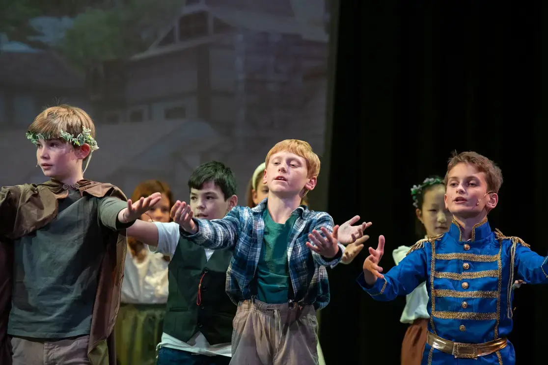 Students participating in play