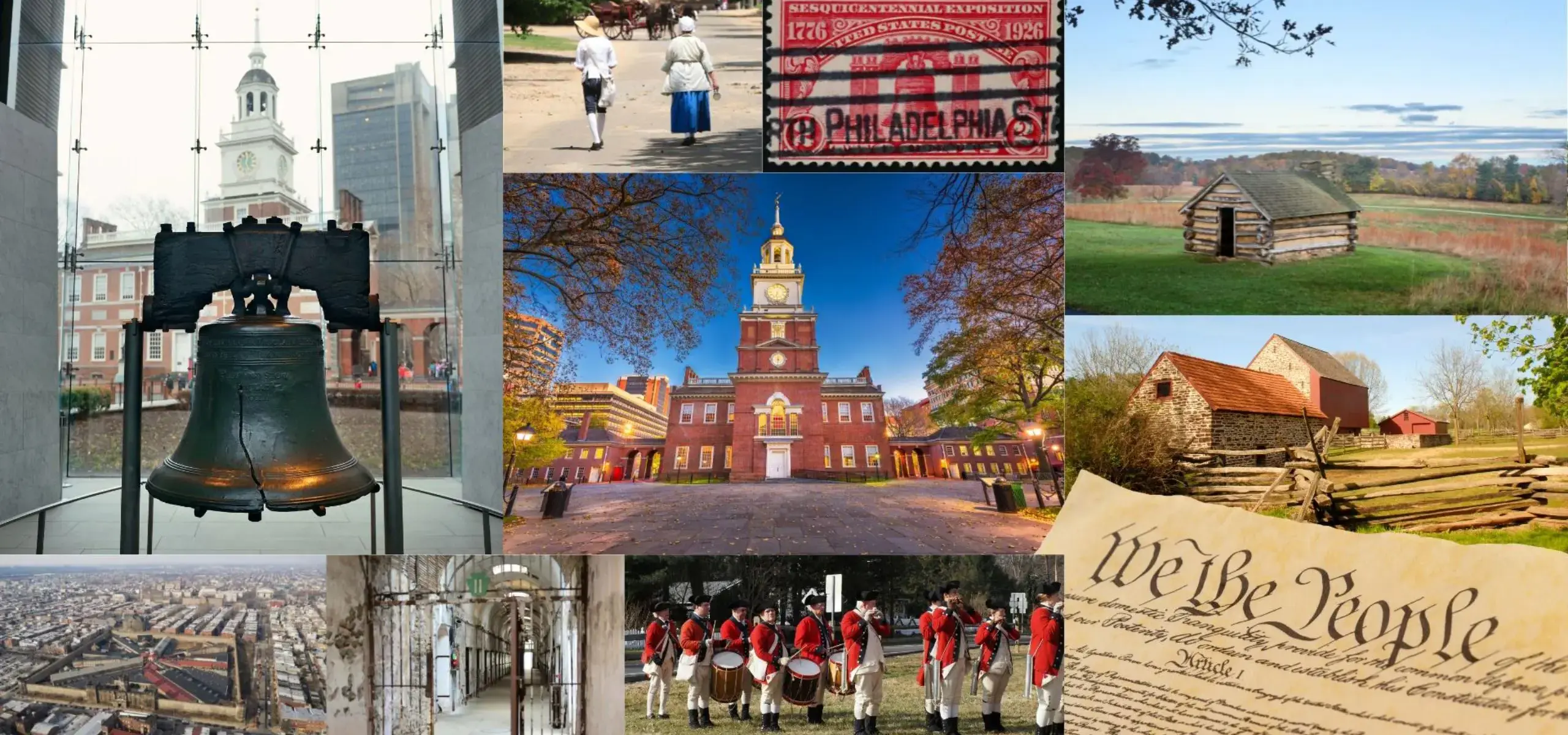 Collage of photos of historical monuments