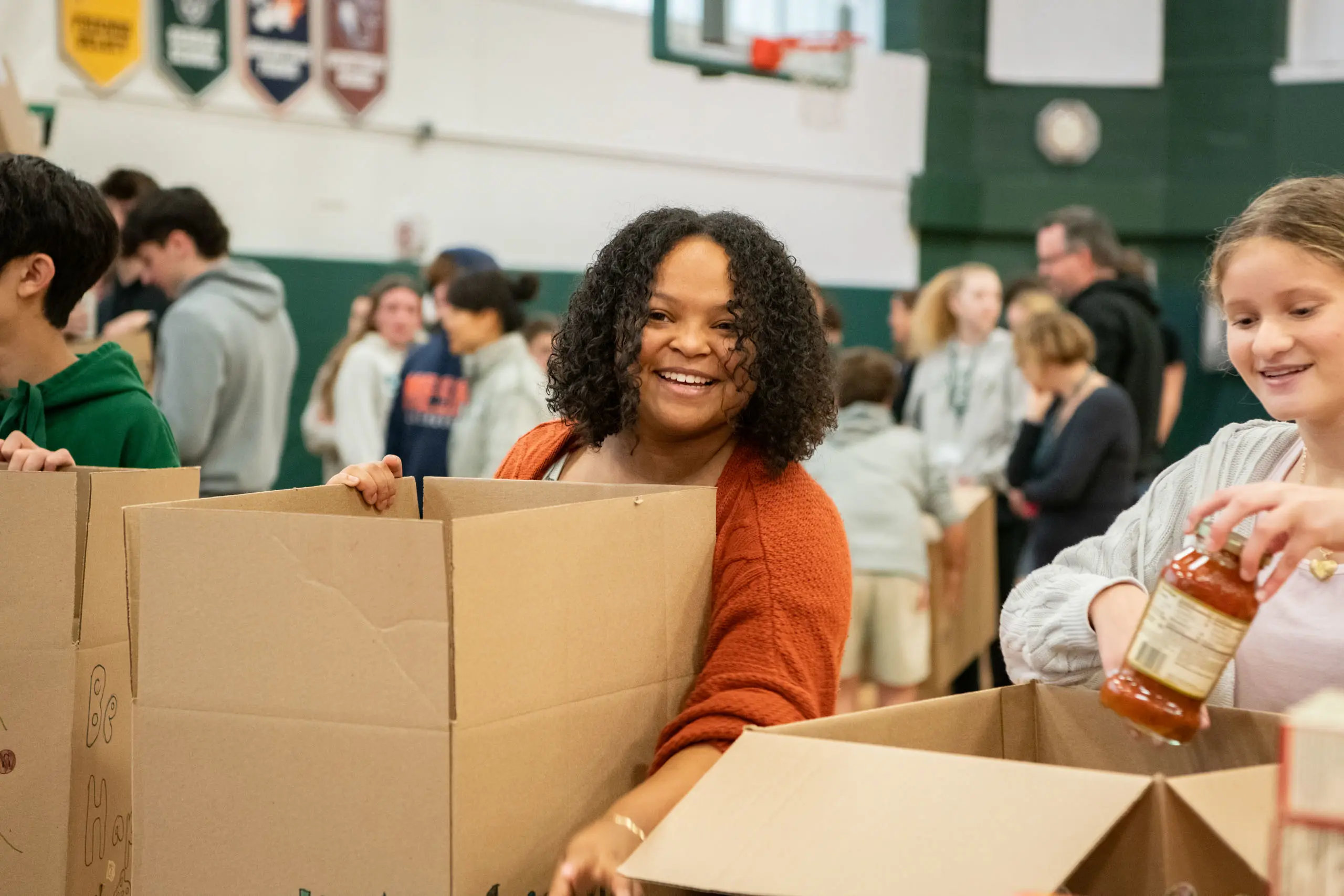 Students participating in food drive